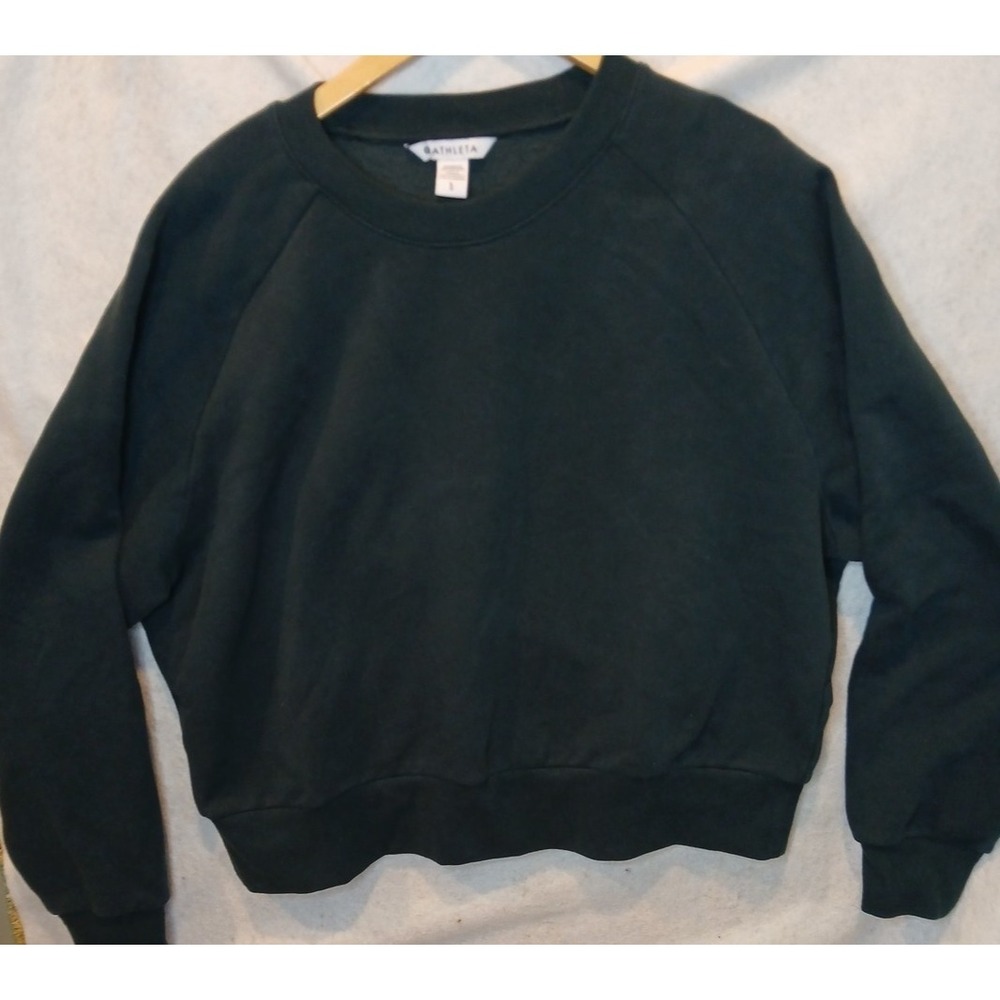 Athleta Forever Fleece Sweatshirt Womens L Cypress Relaxed Crew Pullover